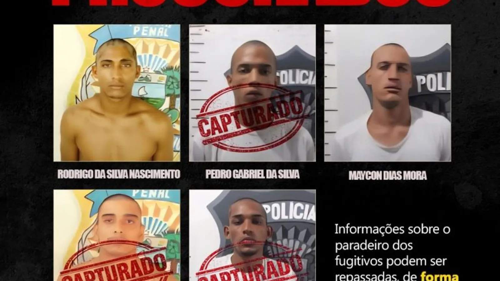 Forças de segurança recapturam terceiro fugitivo de Alcaçuz