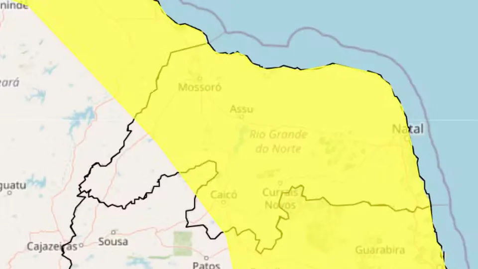 Inmet emite alertas de vendaval e baixa umidade para cidades do RN